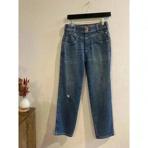 Anthropologie Pilcro & The Letterpress Blue Hi-Rise Ankle Jeans 25 Medium Wash